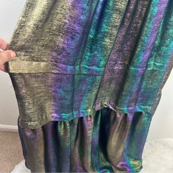 Betsey Johnson Liquid Rainbow Metallic Tiered High Low formal dress size: S - Picture 15 of 16
